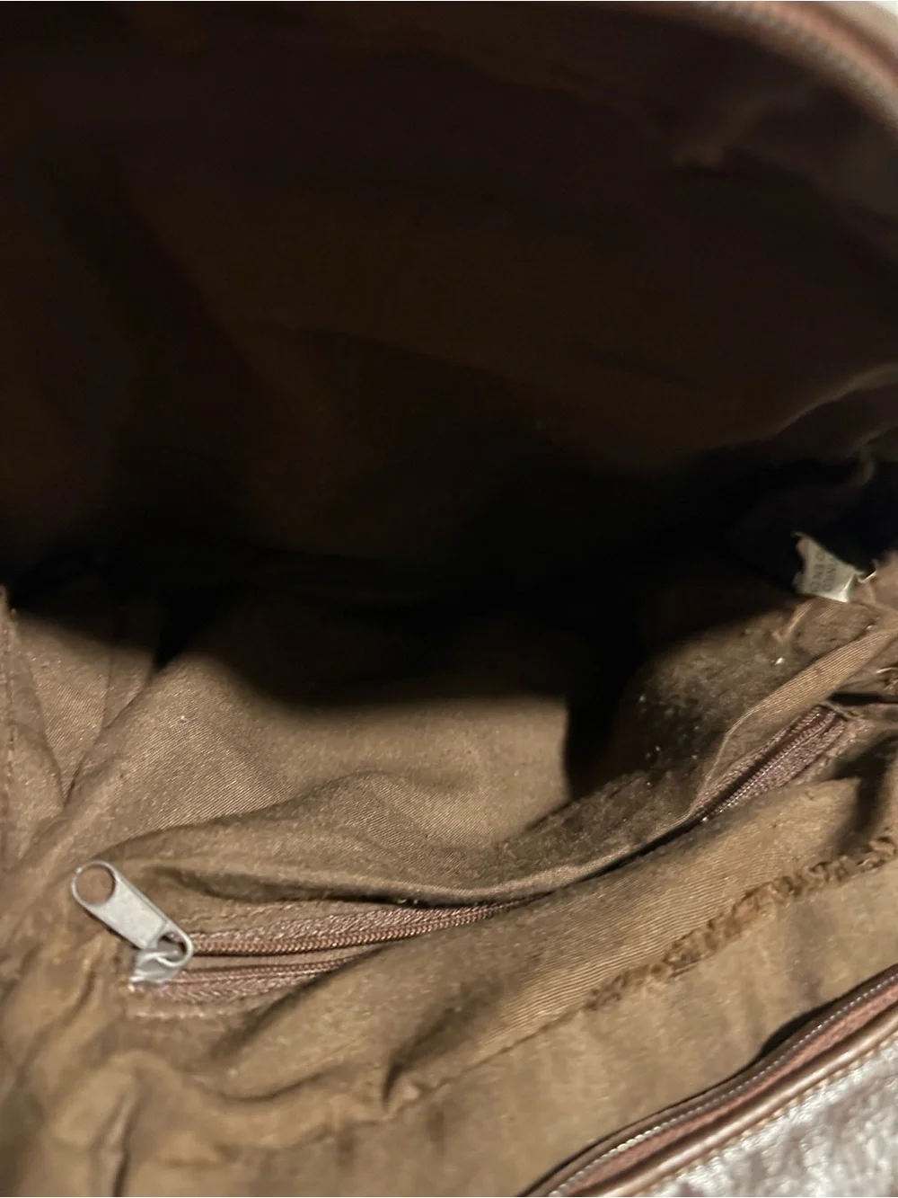 Rosetti Brown Leather Backpack Purse with Zip Detailing